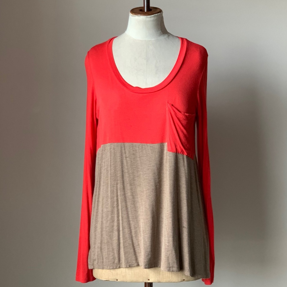 Bordeaux Duo Tone Long Sleeve Top Size M